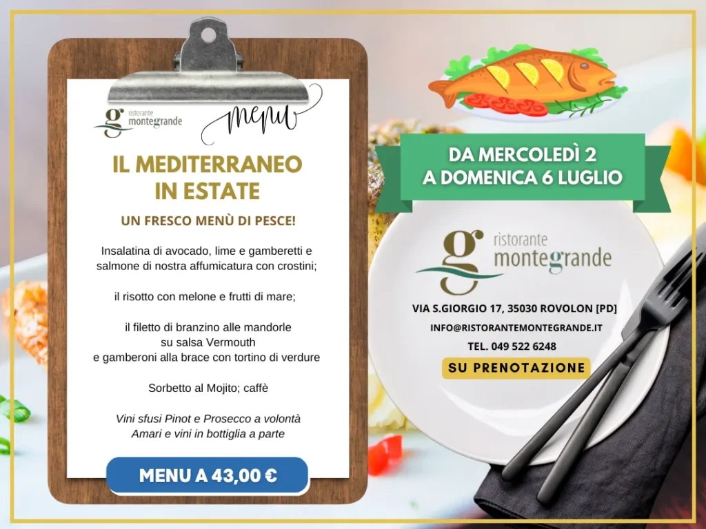 menù a base di pesce sui colli euganei