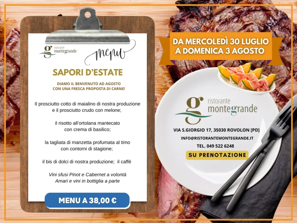 Menù a 38 euro a base di carni fresche, ristorante sui Colli Euganei Rovolon
