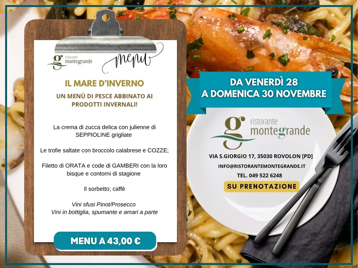 menù di pesce sui colli euganei ultimo fine settimana di novembre 2025