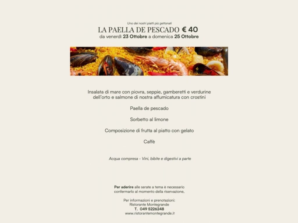 Paella de Pescado ottobre Ristorante Montegrande