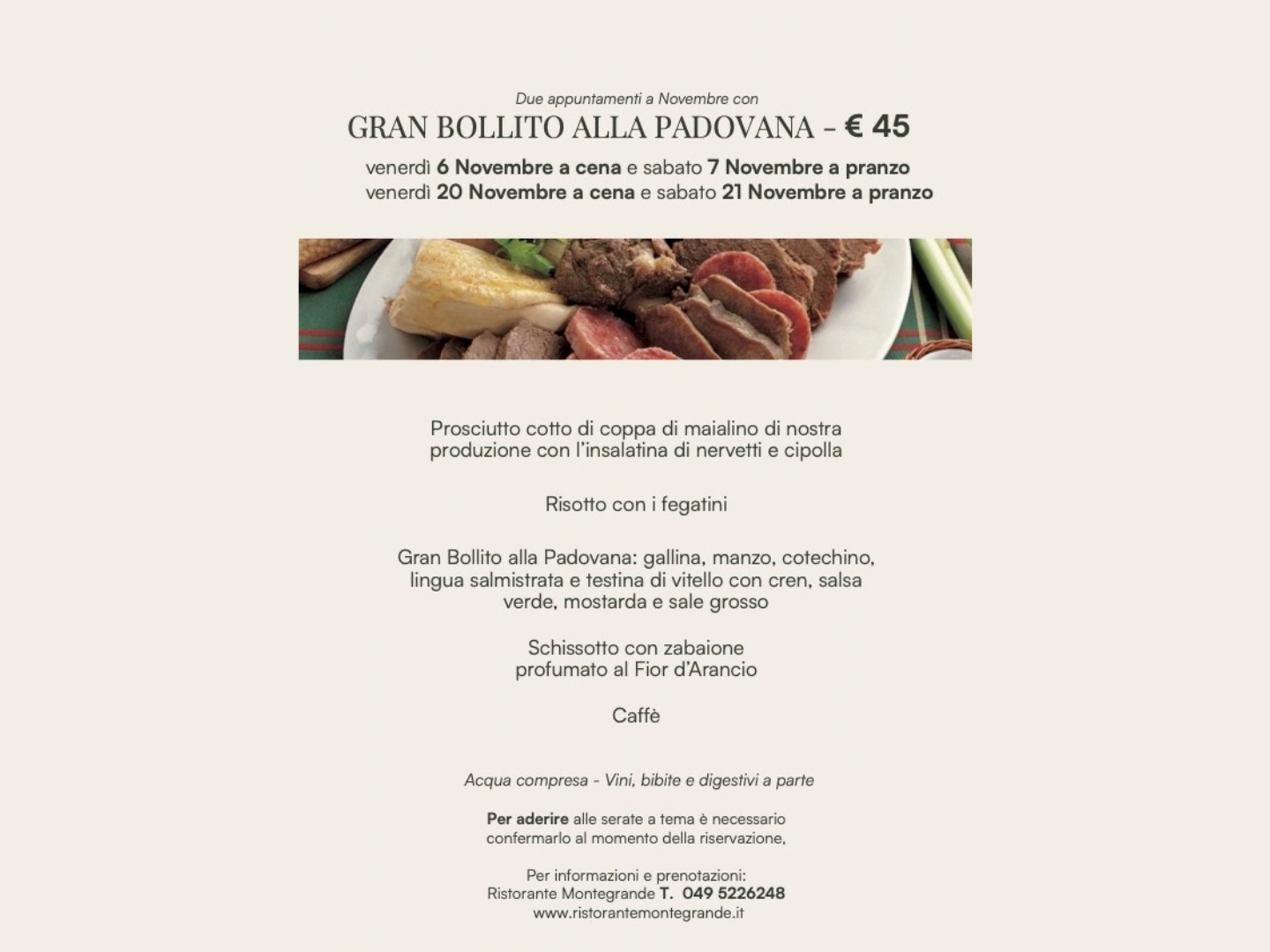 Gran Bollito alla Padovana al Ristorante Montegrande