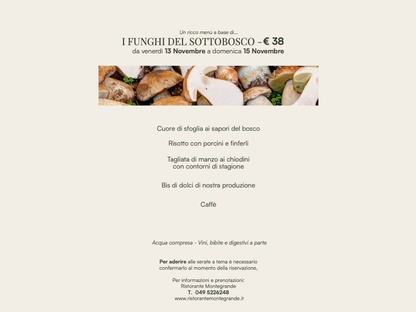 Menu a base di funghi