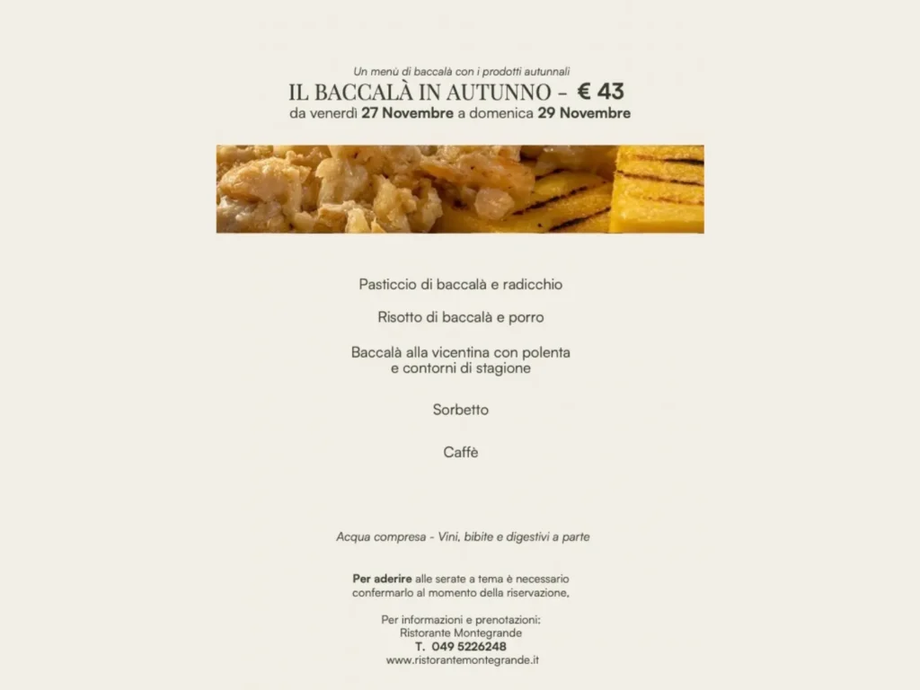 Un menù di baccalà con i prodotti autunnali