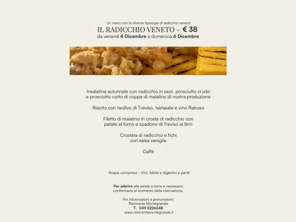 Un menù con le diverse tipologie di radicchio veneto!